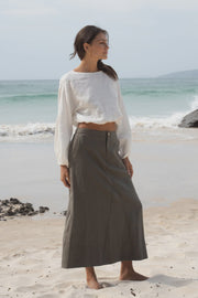 Gaia Linen Skirt - Khaki