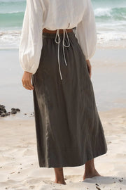 Gaia Linen Skirt - Khaki