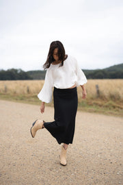 Riley Bias Linen Skirt - Black