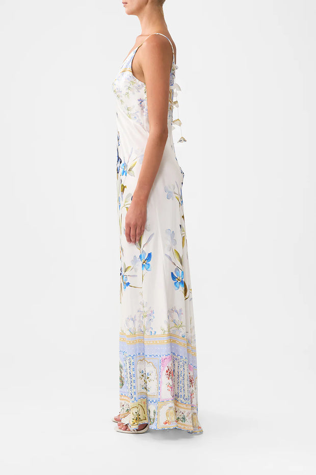 Camilla V Neck Long Bias Slip Dress Botanical Ballads