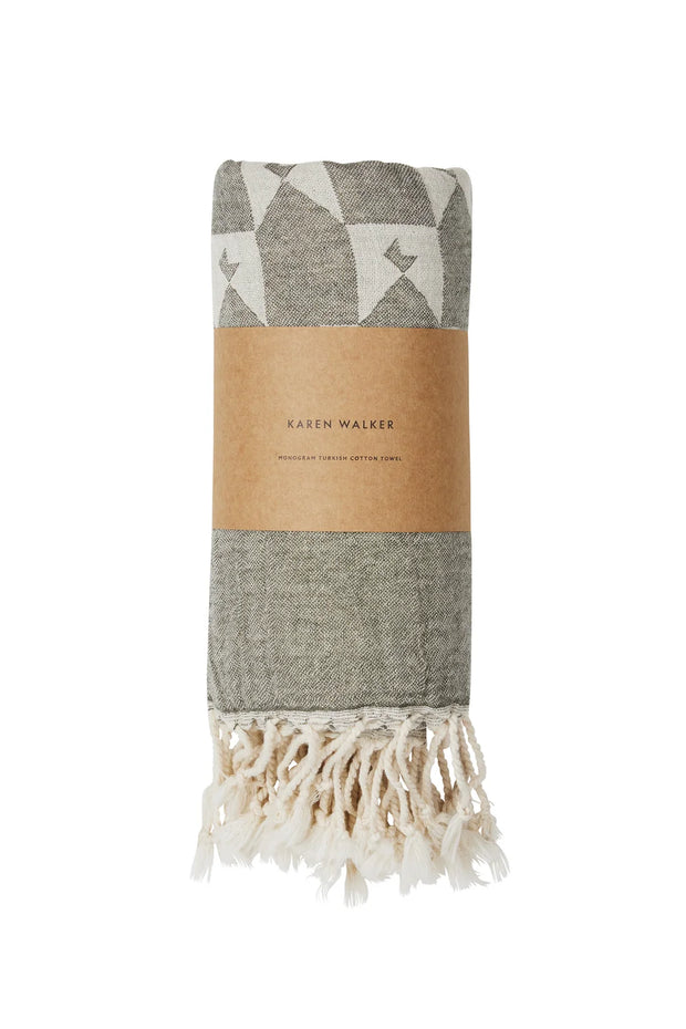 Monogram Turkish Towel - Dark Olive