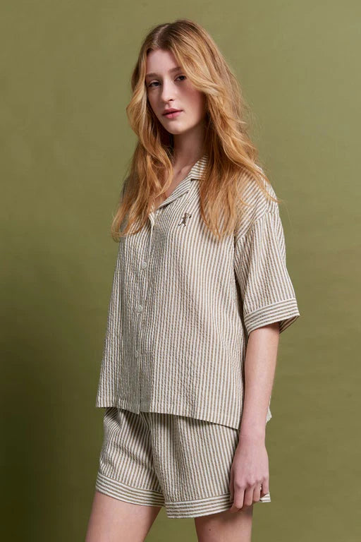 Karen Walker & Papinelle Seersucker Stripe Boxer PJ Set