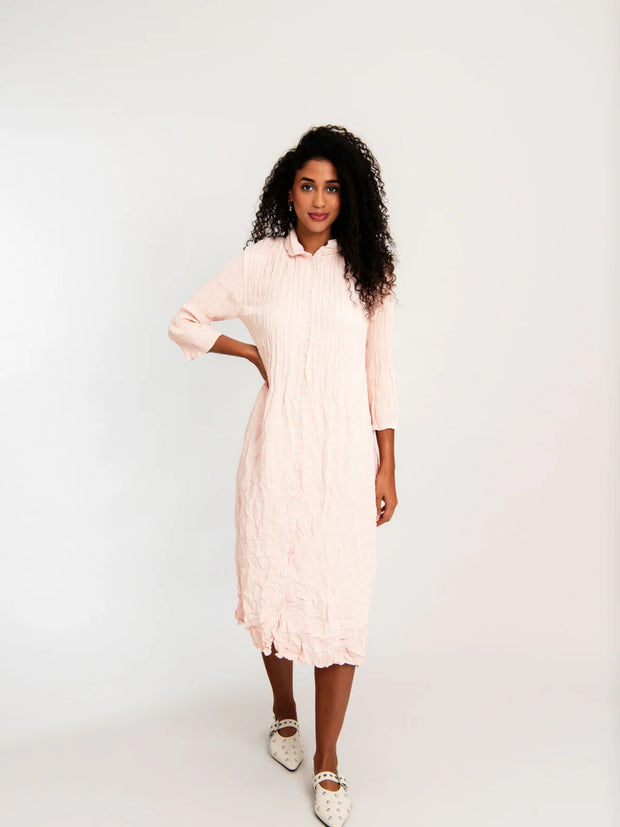 Alquema Linen Like Contrast Nehru Coat Pale Pink
