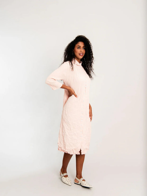 Alquema Linen Like Contrast Nehru Coat Pale Pink