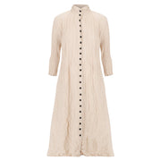 Alquema Linen like Contrast Nehru Coat Dress Stone