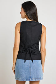 Viaduct Black Linen Vest
