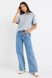 Zoey Signature Blue High Rise Wide Leg Pocket Jean