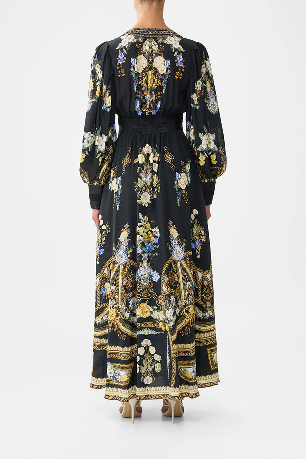 Camilla Shaped Waistband Dress With Gathered Sleeves