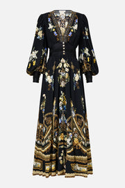 Camilla Shaped Waistband Dress With Gathered Sleeves