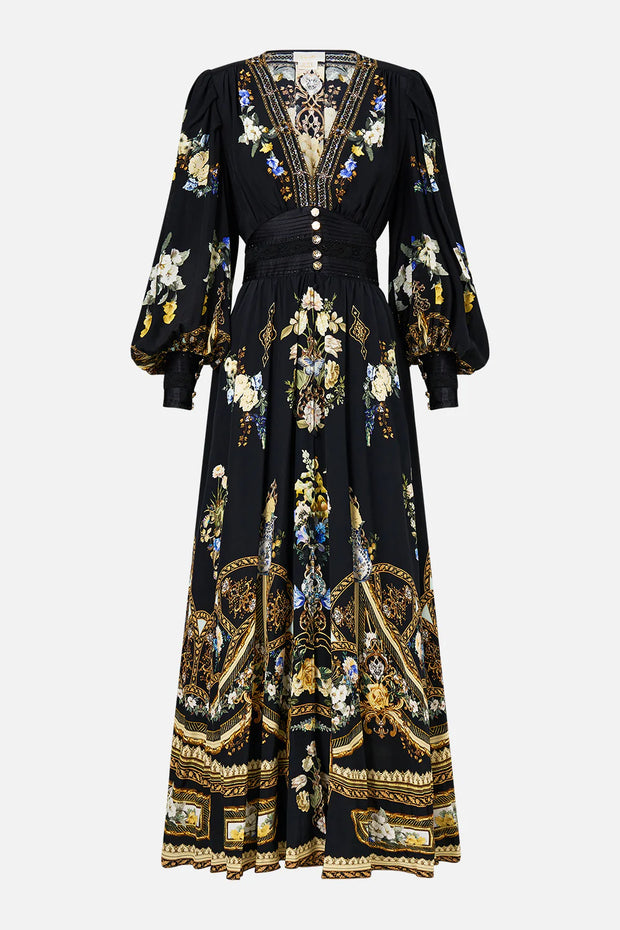 Camilla Shaped Waistband Dress With Gathered Sleeves