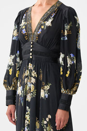 Camilla Shaped Waistband Dress With Gathered Sleeves