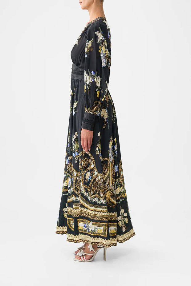 Camilla Shaped Waistband Dress With Gathered Sleeves