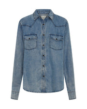One Teaspoon Tencel Western Shirt Blue