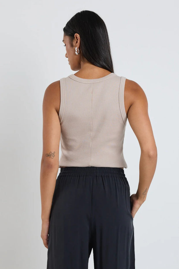 Cobble Taupe Rib Cutaway Tank