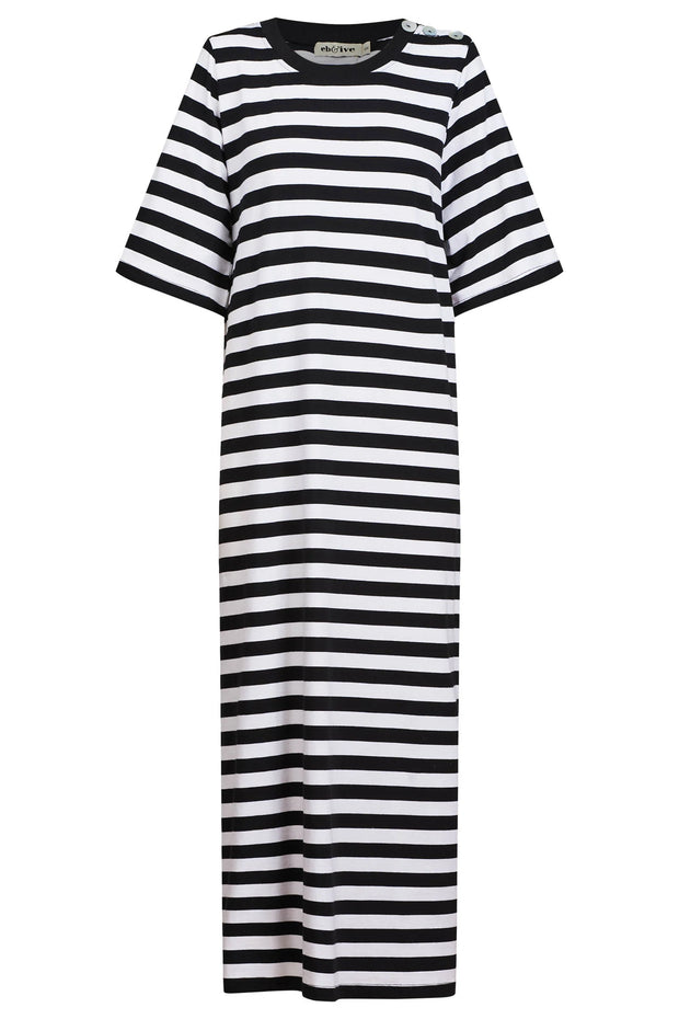 Studio Stripe Tshirt Dress Ebony