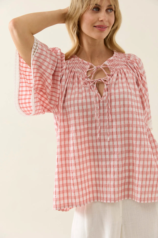 Esther Shirred Top Pink