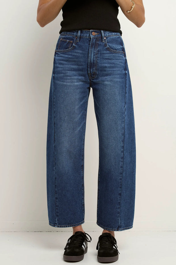 Varsity Deep Blue Forward Seam Barrel Jeans