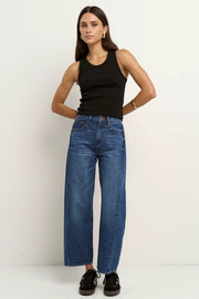 Varsity Deep Blue Forward Seam Barrel Jeans