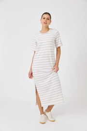 Studio Stripe TShirt Dress Stone