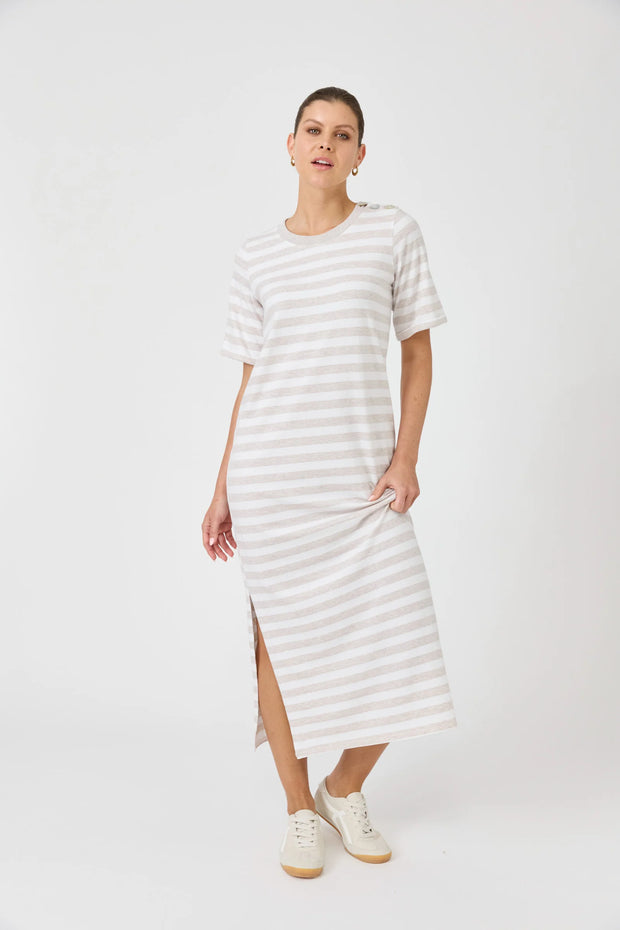 Studio Stripe TShirt Dress Stone