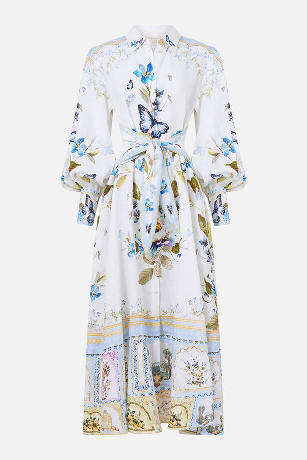 Camilla Waist  Tie Shirt Dress Botanical Ballads