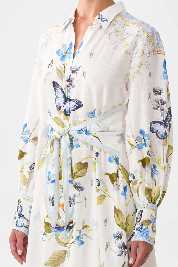 Camilla Waist  Tie Shirt Dress Botanical Ballads