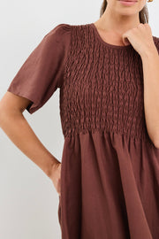 Wren Chocolate Bodice Shirred Dress