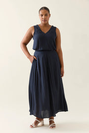 Oline Pleat Skirt Navy