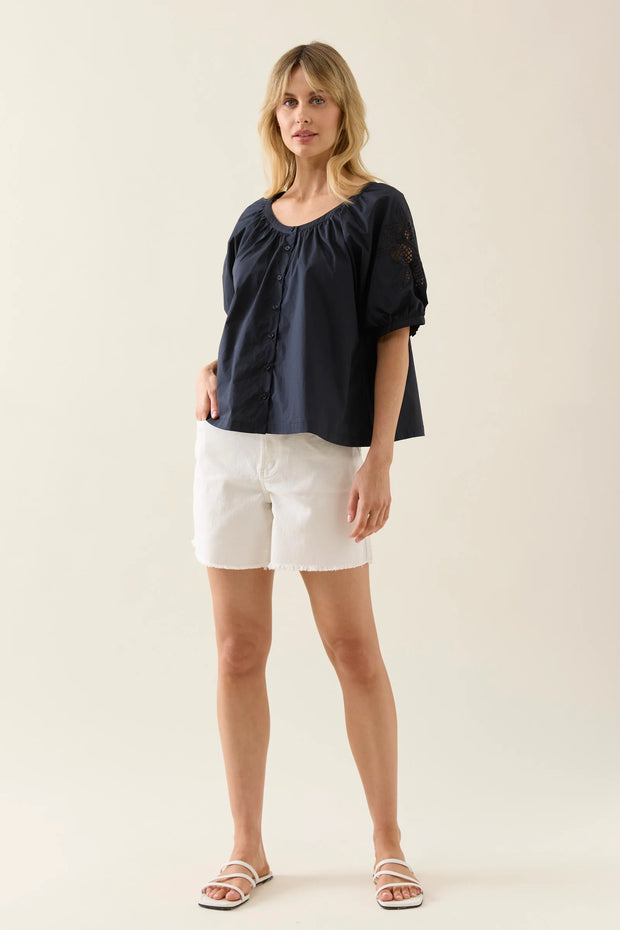Nilsa Button Top Navy