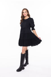 Claire Tiered Mini Dress - Black