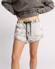 Shabby Bandits Drawcord Denim Shorts - Bianco