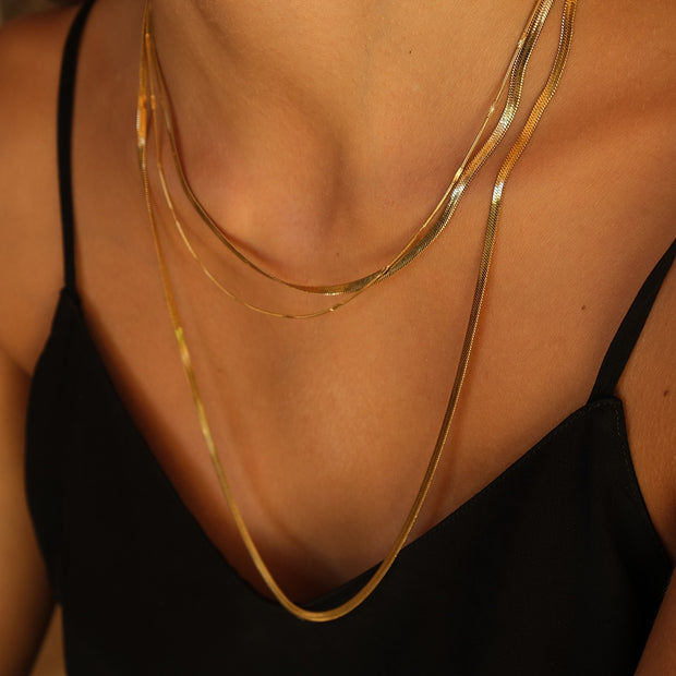 2046-0254 Steel 14K Snake Chain Gold Necklace