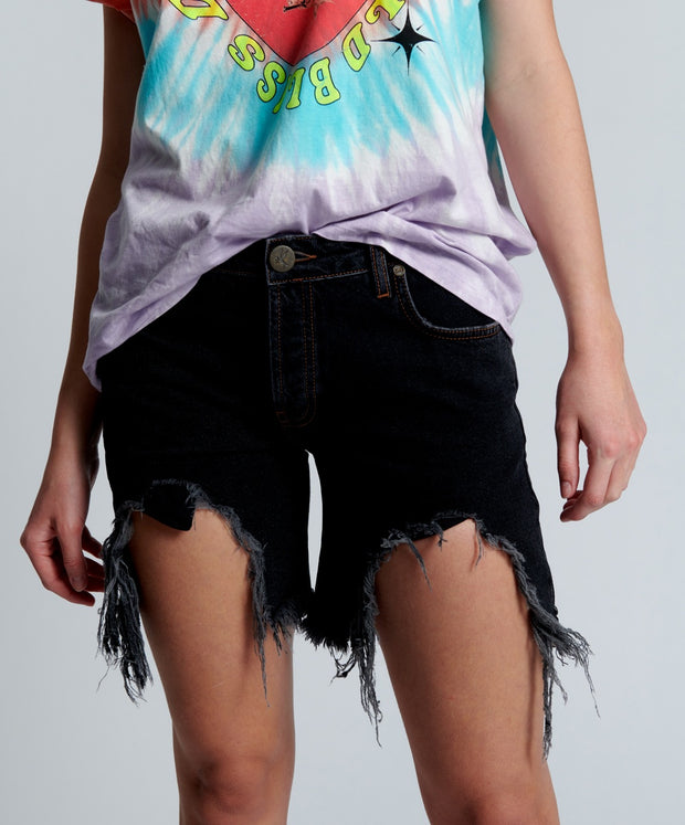 Black denim boyfriend outlet shorts