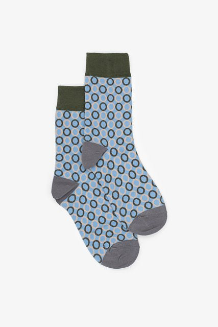 Circles Sock | Khaki & Blue