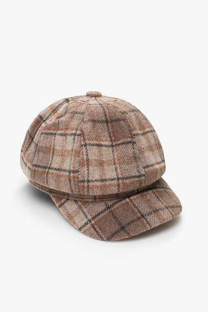 Antler Newsboy Cap Nougat Plaid