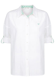 Classic Oversize Shirt Polka Dots - White W / Sage