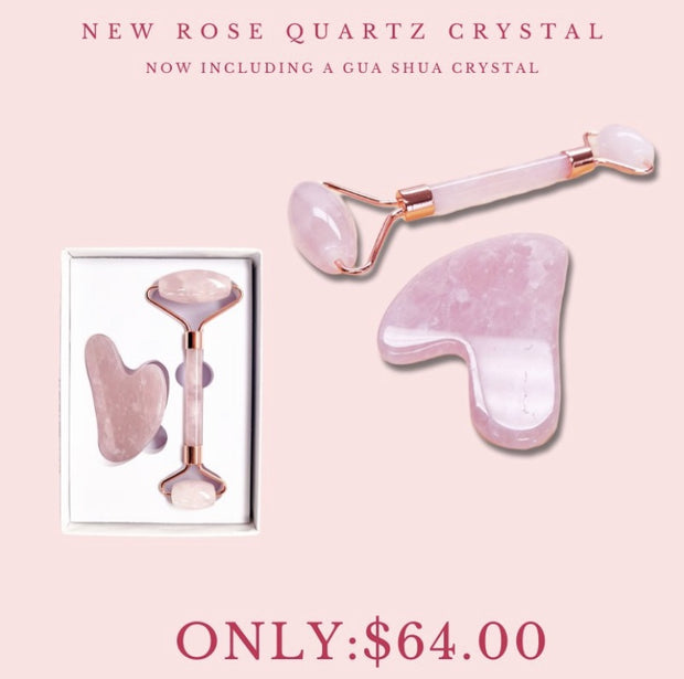 Rose Quartz Crystal A Gua Sha  Face Roller