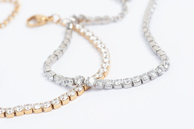 3046-0086 Steel Crystal Bracelet - Gold