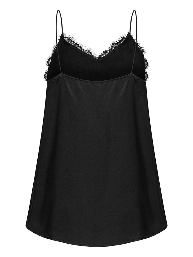 Girl Talk Silk Camisole - Black